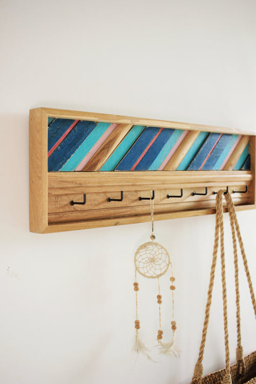 Blue + Pink Stripes Key Hanger