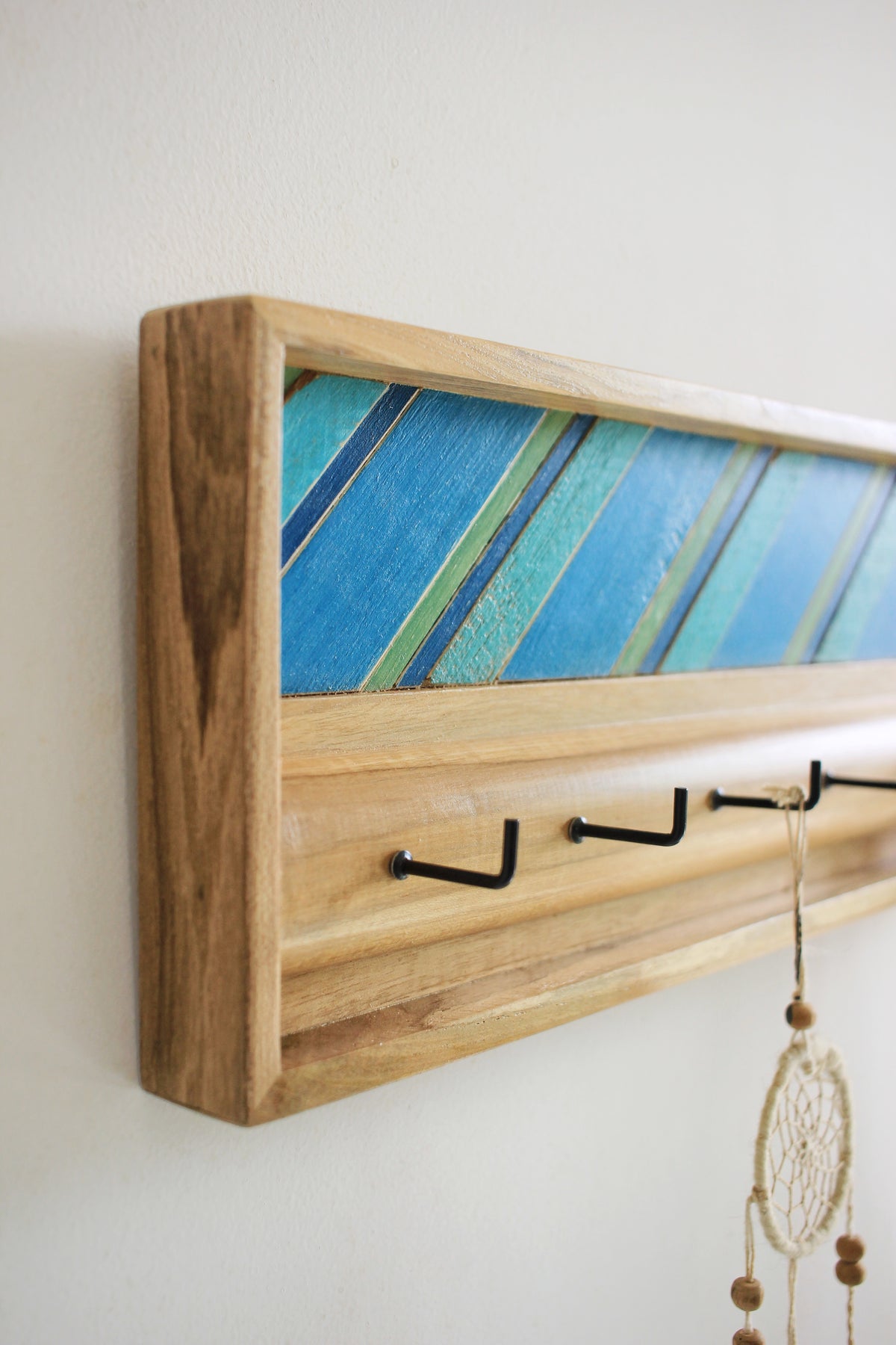 Blue + Green Stripes Key Hanger