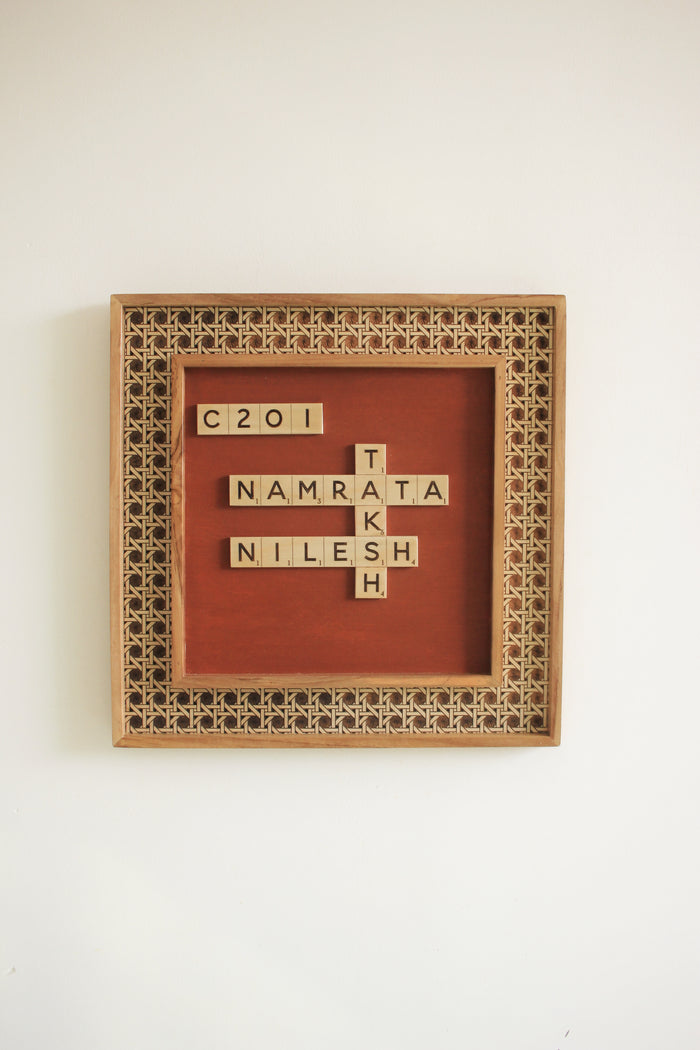 Rattan Border Scrabble Sign