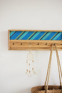 Blue + Green Stripes Key Hanger